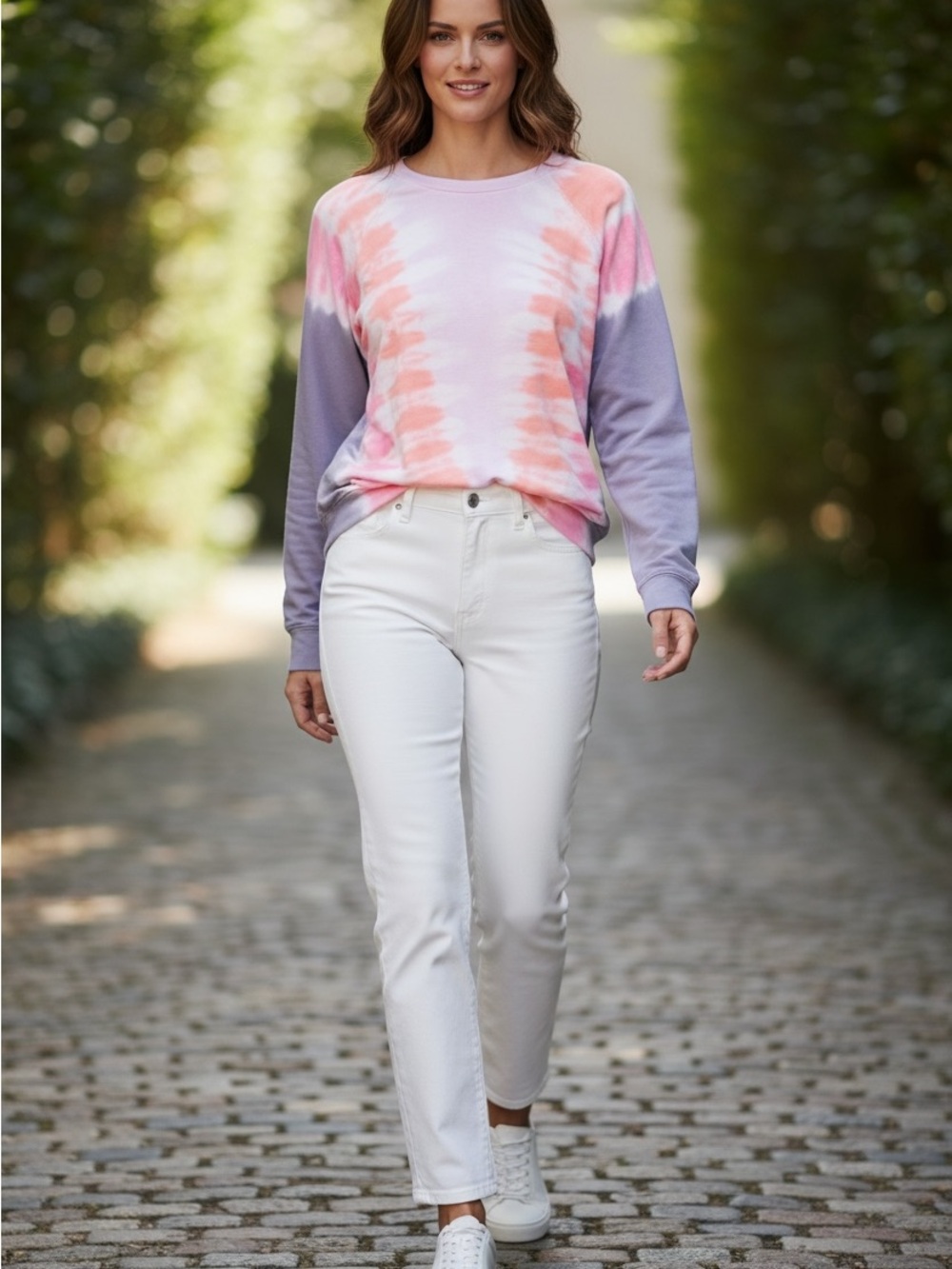 Tribal Pink & Lavender Tie-Dye Long Sleeve Tee